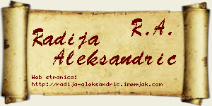 Radija Aleksandrić vizit kartica